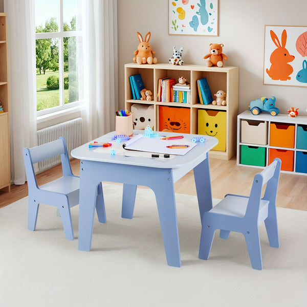 4 In 1 Kids Table And 2 Chairs With Storage Drawers And 2 Removable Tabletops, Activity Table With Blackboard And Whiteboard, Ideal For Easter