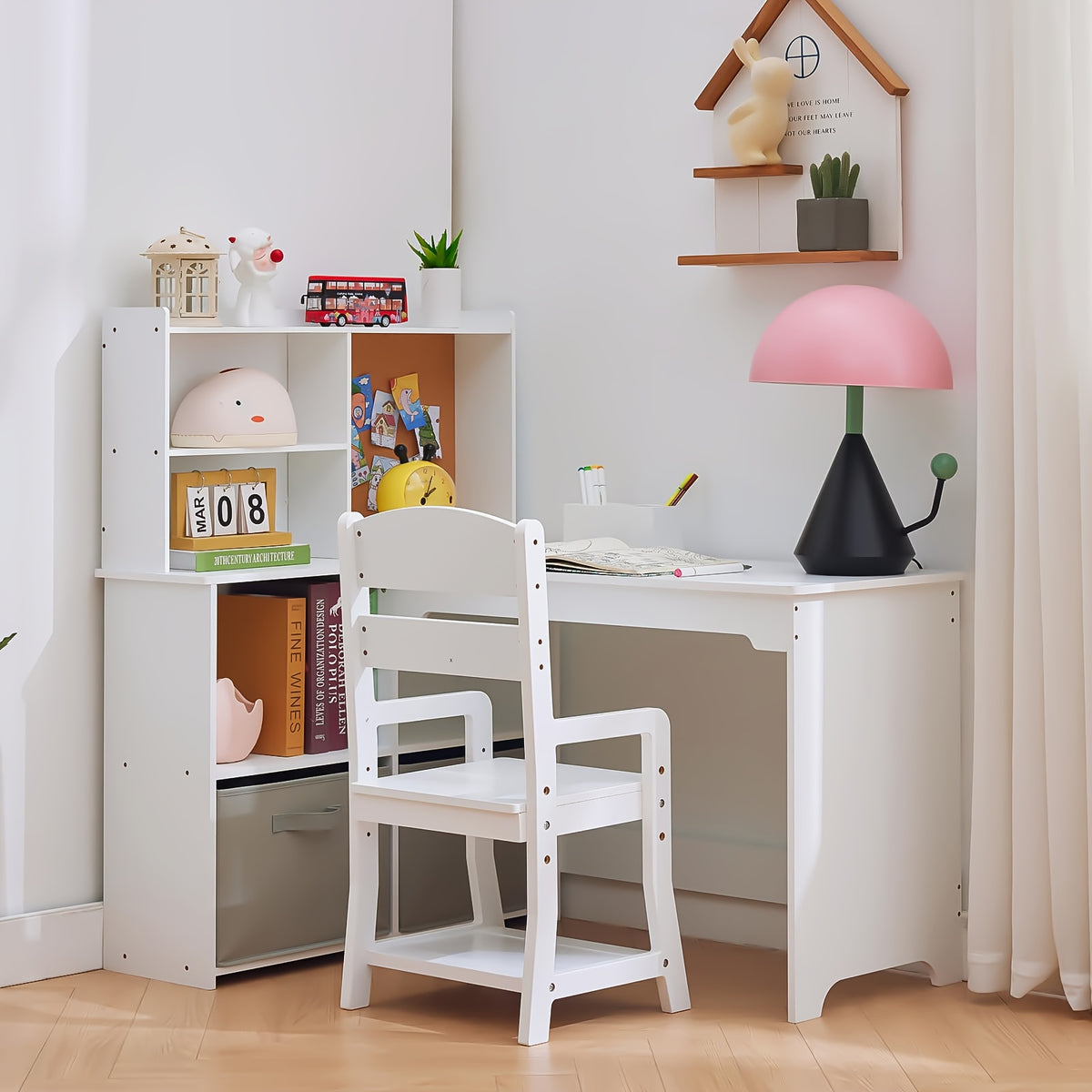 Kids Study Desk And Chair Set, Corner Study Desk For Children