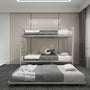 Twin Over Twin Bunk Bed With Trundle, Metal Bunkbeds With Ladder And Full-Length Guardrail, Noise Free, No Box Spring Needed