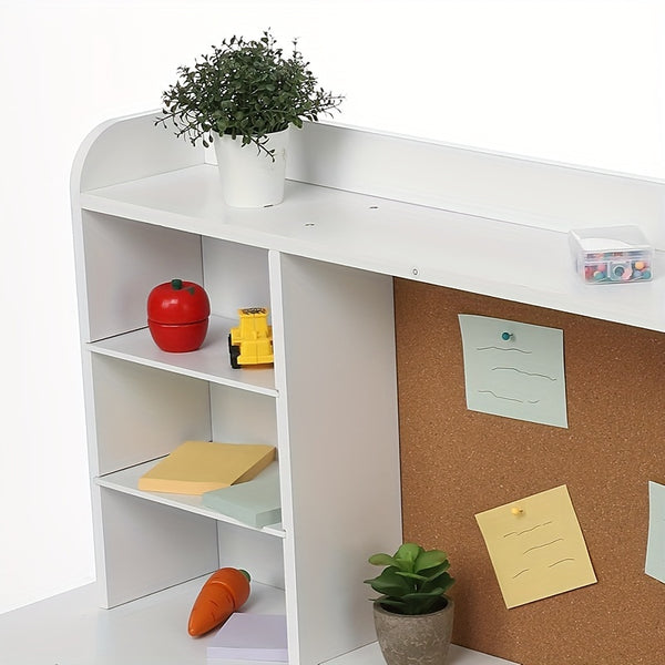 Kids Study Desk With Chair, Kids Desk And Chair Set For 3-8 Years Old, Wooden Study Desk With Open Shelf & Storage Cabinet, Student Computer Workstation & Writing Table For Home School Use