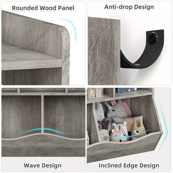 Kids Bookshelf and Bookcase Toy Storage Multi Shelf with Cubby Organizer Cabinet for Boys Girls, for Children Playroom Hallway Kindergarten School