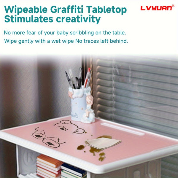 Children'S Study Table And Chair Set, Kids Table And Chair Set, Height Adjustable Desk For Kids, Table And Chairs For Kids - With Ergonomic Design, Suitable For Children, Primary School Students And Teenagers Aged 3-18 Years Old