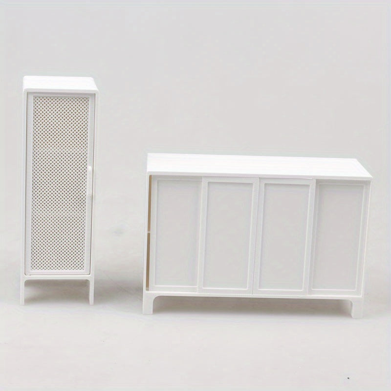White & - Miniature Bobby Doll Storage Cabinet for Dollhouse - 16cm (6.3\