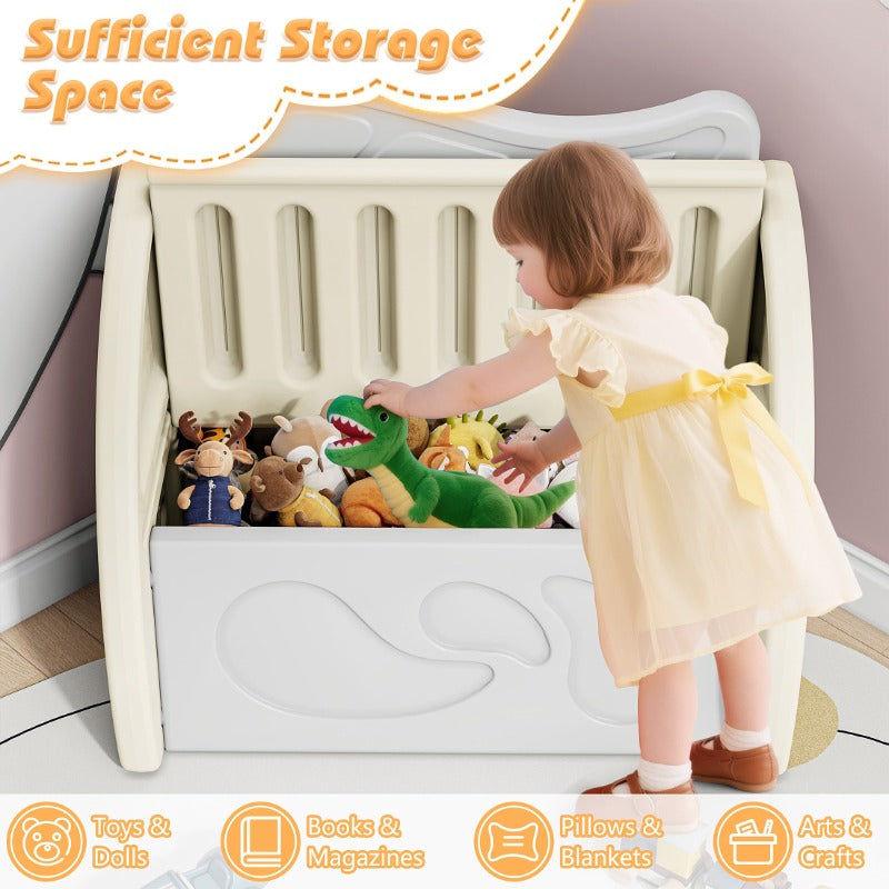 Plastic Toy Storage Organizer with Bench & Leaf Backrest, Playroom Furniture, Playroom Organization, Storage Bins, Toy Box, Toy Storage Box, Toybox, Playroom Must Haves, Small Space Organization, Toy Cabinet, Toy Container, Toy Organiser, Toy Storge