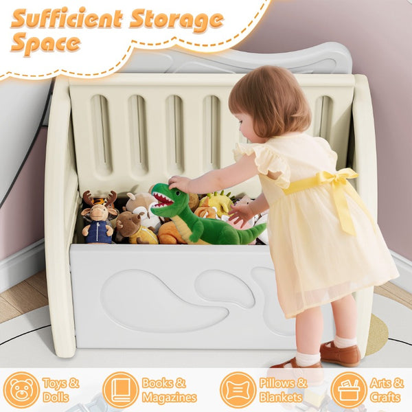 Plastic Toy Storage Organizer with Bench & Leaf Backrest, Playroom Furniture, Playroom Organization, Storage Bins, Toy Box, Toy Storage Box, Toybox, Playroom Must Haves, Small Space Organization, Toy Cabinet, Toy Container, Toy Organiser, Toy Storge