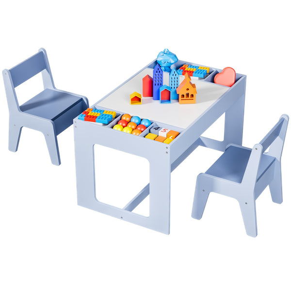 Children's Table with 2 Chairs, Children's Seating Group with Storage Space, Children's Table Chair Set with Reversible Table Top, Children's Desk for School, Daycare Center, Children's Room, for Children From 3 Years for Christmas and Halloween