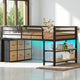  Black -Low Loft Bed-6 Drawers