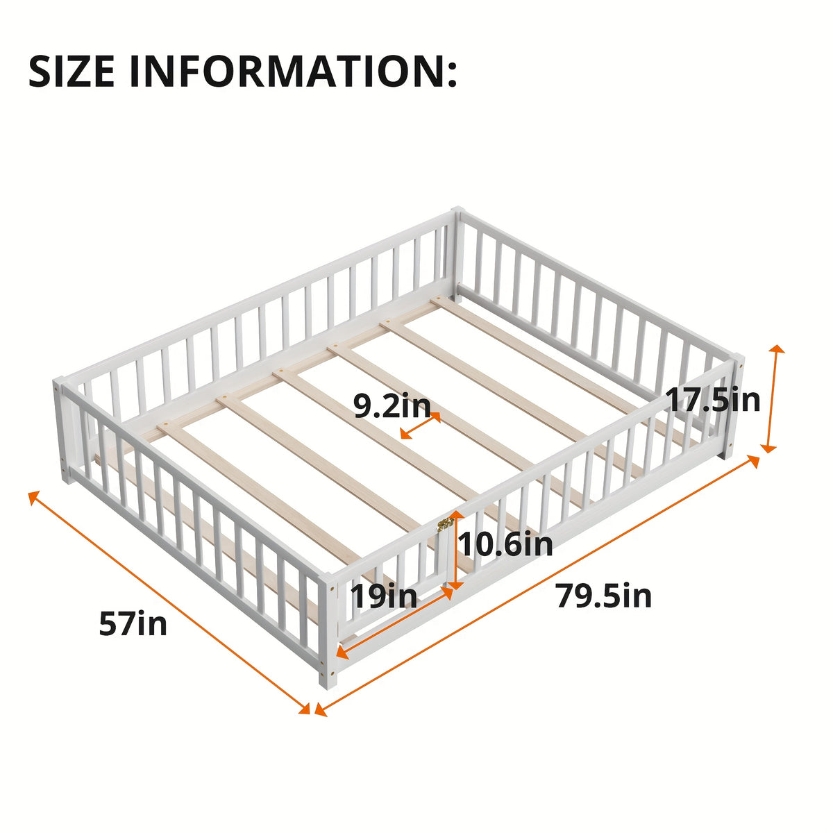Kids' Double\u002FFull\u002FQueen Bed Frame, Solid Wood with Reinforced Horizontal Bars, High-Safety Safety Rail and Fun Small Door Design, Durable Bed Suitable for Girls and Boys, Helps Develop Independence, Easy to Assemble