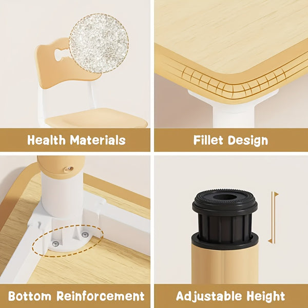 Kids Table And 4 Chair Set, Height Adjustable Table And Chair Set, Non-Slip Legs, Graffiti Desktop, Large Children Activity Table, Reading Daycare Classroom Home