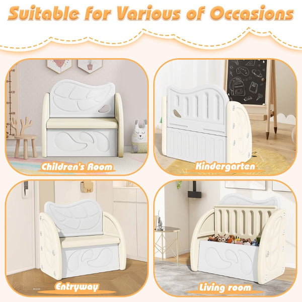 Plastic Toy Storage Organizer with Bench & Leaf Backrest, Playroom Furniture, Playroom Organization, Storage Bins, Toy Box, Toy Storage Box, Toybox, Playroom Must Haves, Small Space Organization, Toy Cabinet, Toy Container, Toy Organiser, Toy Storge