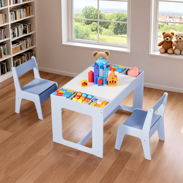 Children's Table with 2 Chairs, Children's Seating Group with Storage Space, Children's Table Chair Set with Reversible Table Top, Children's Desk for School, Daycare Center, Children's Room, for Children From 3 Years for Christmas and Halloween