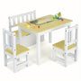 TANGKULA 4pcs Kids Wooden Activity Table & Chairs Set w\u002FStorage Bench Study Desk.