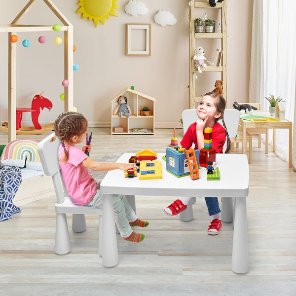 MULTIGOT 3pcs Kids Table and Chairs Set, Lightweight Plastic Children Activity Center for Reading, Writing, Painting, Snack Time, Kids Furniture Art Study Desk & Chairs Set for -7