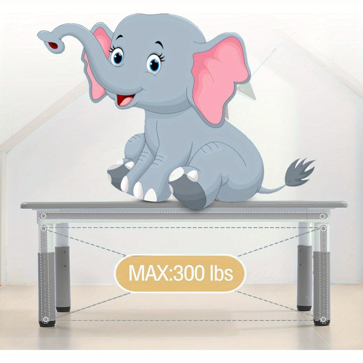 Children Table and Chairs Set, Height Adjustable Desk with Graffiti Desktop, Arts & Crafts Table with 6 Seats, Non-Slip Legs, Max 300lbs, Table and Chairs Suitable for Children Ages 3-10