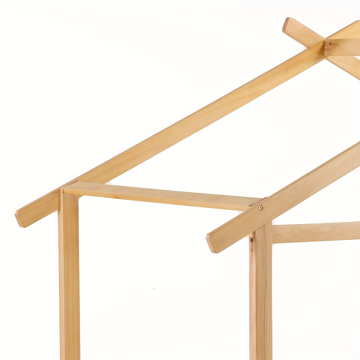 SOGES Wood Montessori House Bed Frame – Low Floor Bed With Fence & Guardrails, Bed Frame With House Roof Canopy, Decoratable Playhouse Bed, No Box Spring Needed