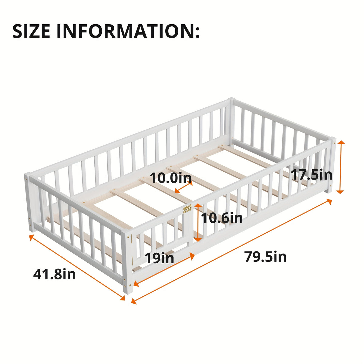 Kids' Double\u002FFull\u002FQueen Bed Frame, Solid Wood with Reinforced Horizontal Bars, High-Safety Safety Rail and Fun Small Door Design, Durable Bed Suitable for Girls and Boys, Helps Develop Independence, Easy to Assemble