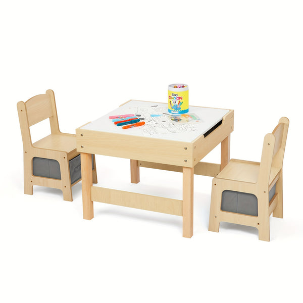 3 In1 Table And Chair Set, Kids Table And Chairs Ages 3-7 with Versatile Tabletop And Storage Drawer, Kids Sensory Table for Home, Nursery And Playroom. Premium Gift for Boys And Girls for Christmas And Halloween