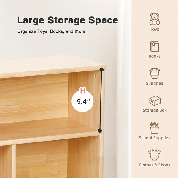 All Solid Rubber Wood Shelf - 5-Compartment 43.3\