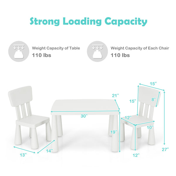 MULTIGOT 3pcs Kids Table and Chairs Set, Lightweight Plastic Children Activity Center for Reading, Writing, Painting, Snack Time, Kids Furniture Art Study Desk & Chairs Set for -7
