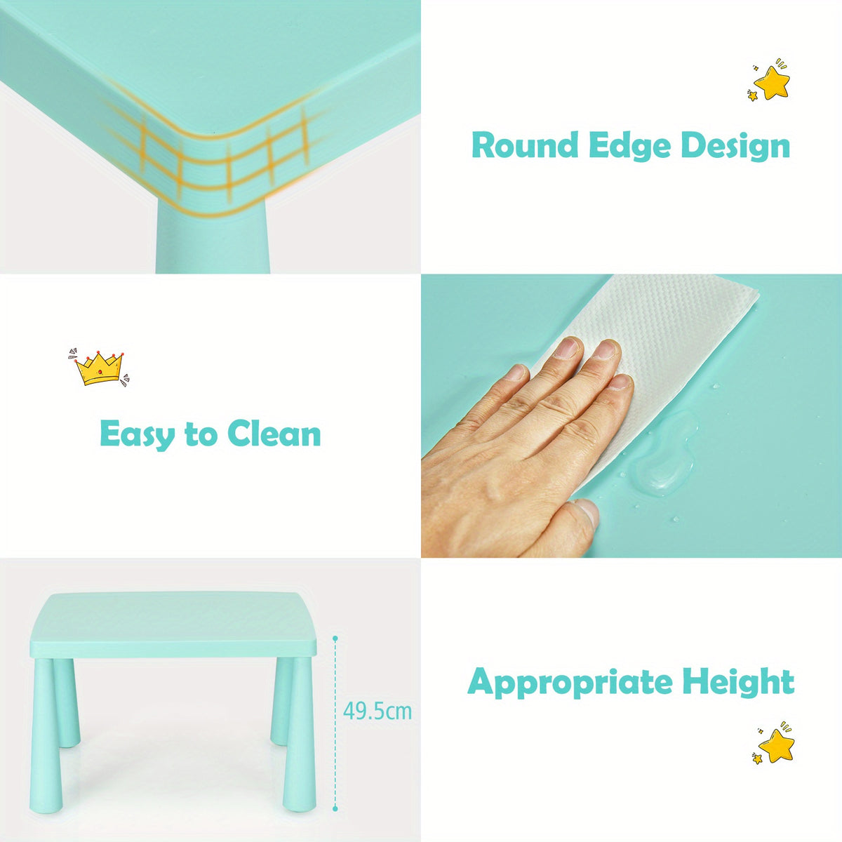 MULTIGOT 3pcs Kids Table and Chairs Set, Lightweight Plastic Children Activity Center for Reading, Writing, Painting, Snack Time, Kids Furniture Art Study Desk & Chairs Set for -7