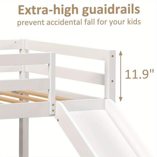 Wooden double-decker loft bed with ladder and storage space, suitable for Youngsters and Youngsters