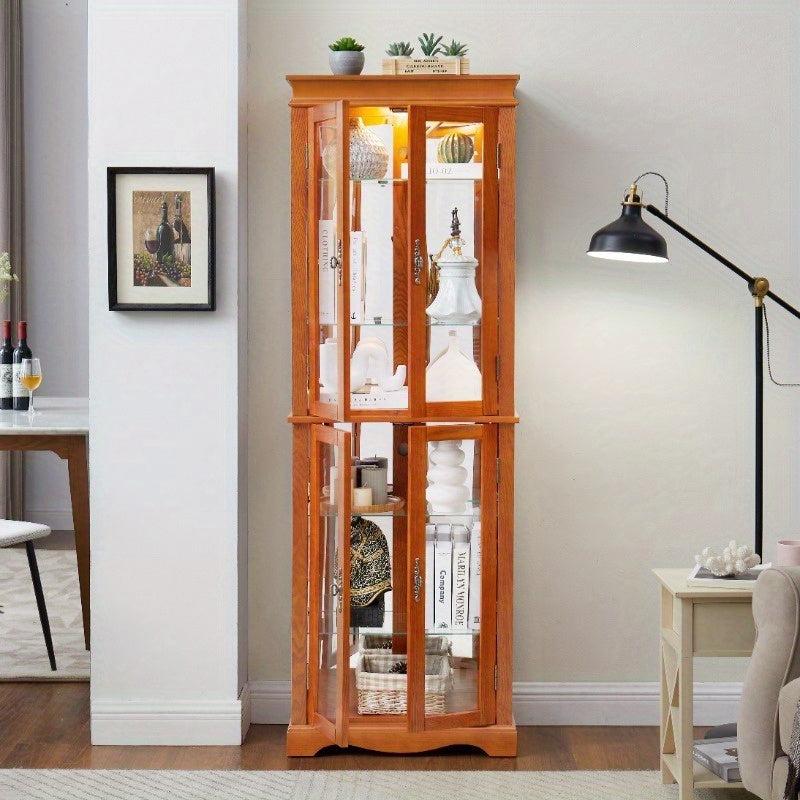 Glass Display Storage Cabinet with Built-in Lighting - Ideal for Home Decor in Multiple Spaces - Comes with Light Bulb - Stylish Toy Organizer with Robust Frame