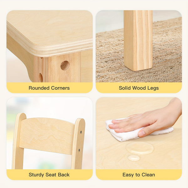 Wood Toddler Activity Table Wood Toddler Activity Table with 2 Chairs, Large Storage Shelves for Writing Drawing Suitable for Playrooms & Classroom