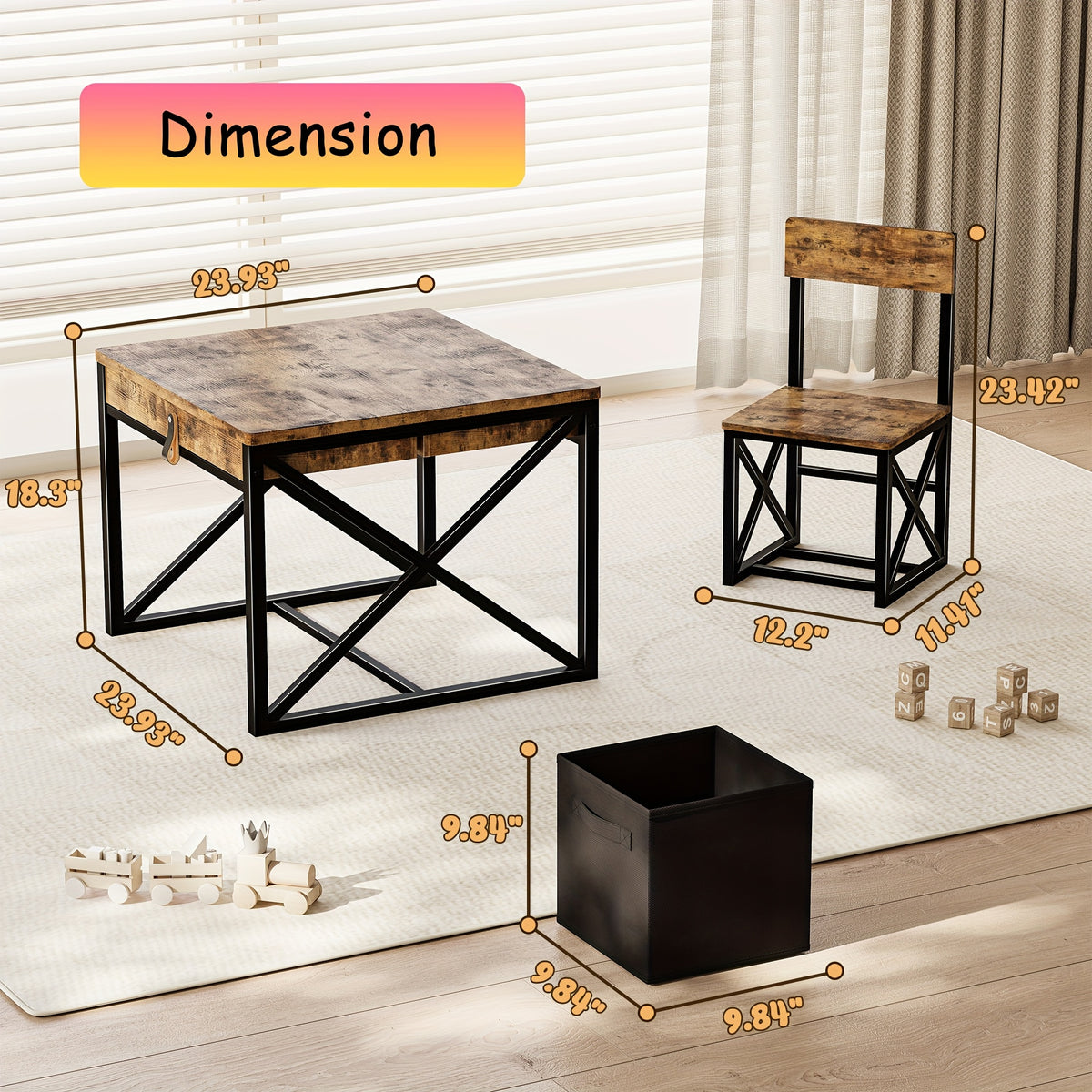 4-in-1 Kids Table and Chairs Set with Storage, Toddler Activity Desk for Crafts, Drawing, Reading - Ideal Furniture for Learning and Play, Youngsters'S Room Furniture|Stylish Dining Set|Secure Folding Chair, Youngsters Room Furniture